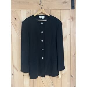 Vintage The Works Saks Fifth Avenue Black 100% Silk Jacket Size 14 with Tags